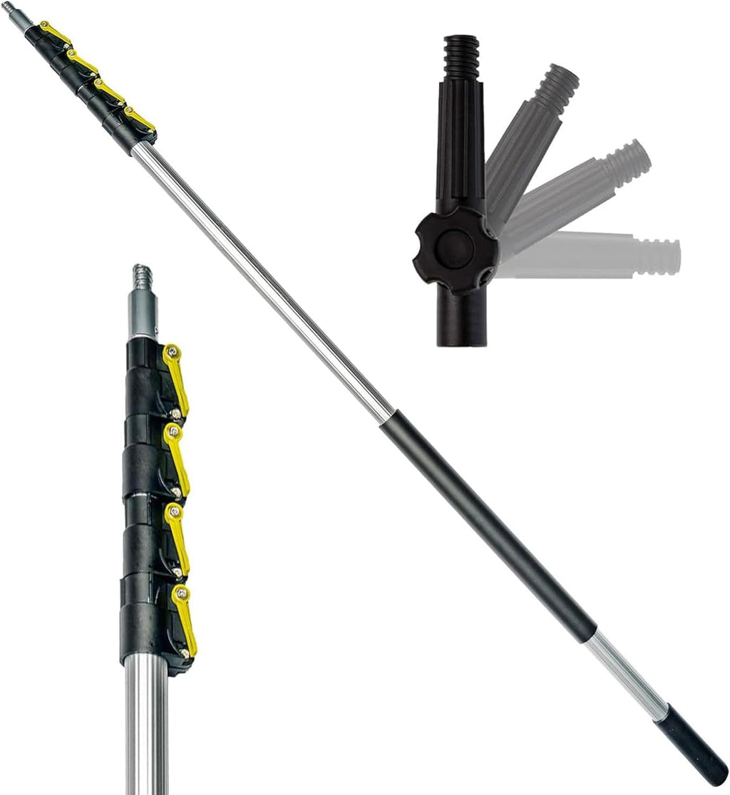 DOCAZOO DOCA Telescoping Pole 7-30 Ft - Extension Pole for Cleaning, Feather Duster, Window Washing Kit, Paint Roller, Window Squeegee - High Reach Extendable Kit for Indoor & Outdoor - Pole Only
