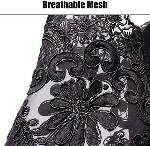 Women's Flowers Lace Fish Mouth Open Toe High Heels Sandals with Back Zipper Cutout Breathable Non-Slip Block Heeled Ankle Bootie Sandals Fashion Wedding Party Dress Shoes