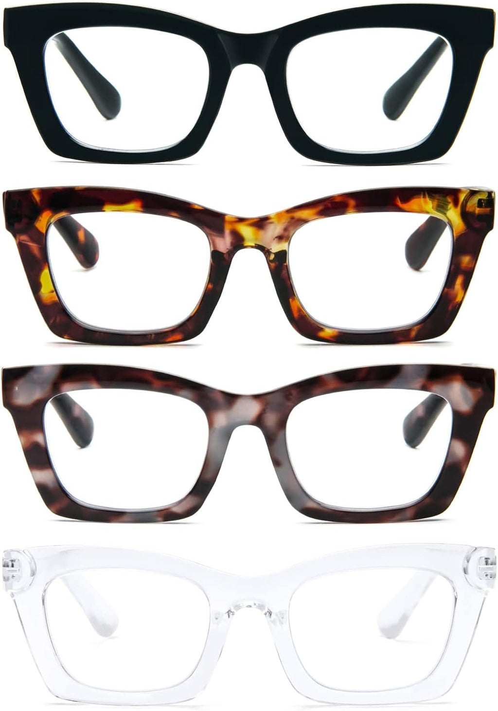 Reading Glasses for Women Style Oversized Square Spring Hinge Blue Light Blocking Glasses