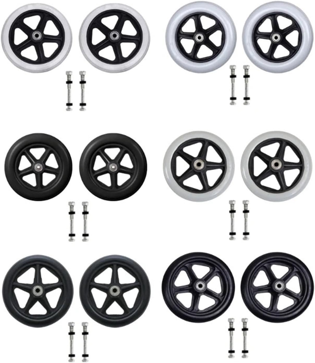 2Pcs 6/7/8in Heavy Duty Wheelchair Front Caster Flexible Solid Tire Wheel(Black,7 inches)