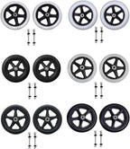 2Pcs 6/7/8in Heavy Duty Wheelchair Front Caster Flexible Solid Tire Wheel(Black,7 inches)
