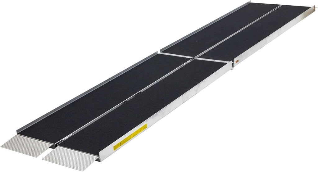 12’ Portable Wheelchair Ramp for Home Steps & Entry, 600 lb Capacity, Folding, Non-Slip, for Scooter, Walker, Rollator, Silver Spring