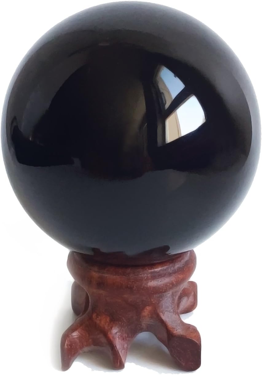 Mina Heal Obsidian Crystal Ball for Fengshui Ball, Meditation, Crystal Healing, Divination Sphere, Home Decoration, 100% Natural and Genuine