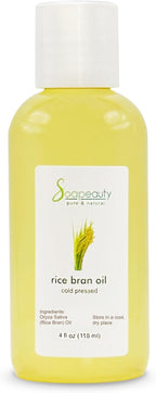 Rice Bran Oil Cold Pressed | 100% Pure & Natural Available in Bulk | Carrier for Essential Oils, Face, Hair, Nails, Skin Moisturizer, Soap Making, DIY | 4 fl oz