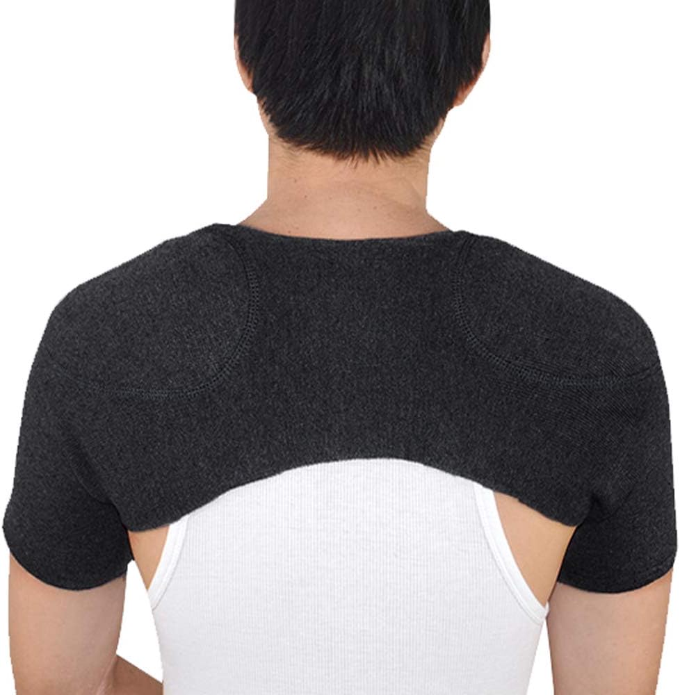 ITODA Knitted Double Shoulder Warm Compression Sleeve Wrap Recovery Office Home Knit Cashmere Guard for Rotator Cuff Shoulder Chronic Tendonitis Pain Relief