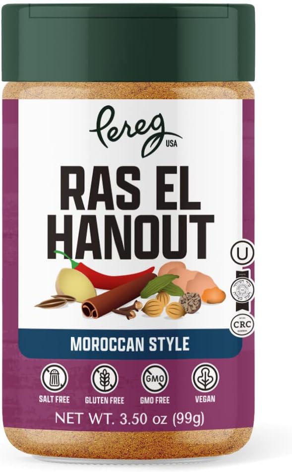 Pereg Ras El Hanout Moroccan Seasoning Spice Blend (3.5 Oz) - Mixed Spices - Non-GMO - Kosher Certified – Salt-Free, Sugar-Free