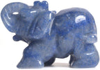 Angelstones Carved Natural Blue Aventurine Gemstone Elephant Healing Crystal Guardian Statue Figurine Crafts 2 inch