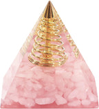 Nupuyai Healing Rose Quartz Crystal Stone Pyramid for Protection/Meditation Positive Energy Generator Orgone Pyramid Crystal Decor for Home/Office/Car