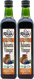 De La Rosa Organic Balsamic Vinegar, Kosher for Passover, Vegan & Gluten Free, Balsamic Vinegar Dressing for Salads and Marinades, 16.9 oz (Pack of 2)