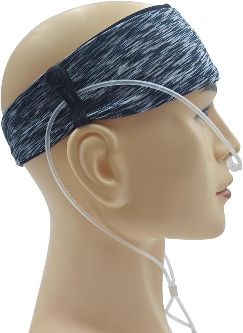 Comfortable Ear Protectors for Oxygen Tubing - Cannula Headband Hairband | Elevate Your Oxygen Experience, Secure Fit to Prevent Ear Soreness (Black and white stripes)