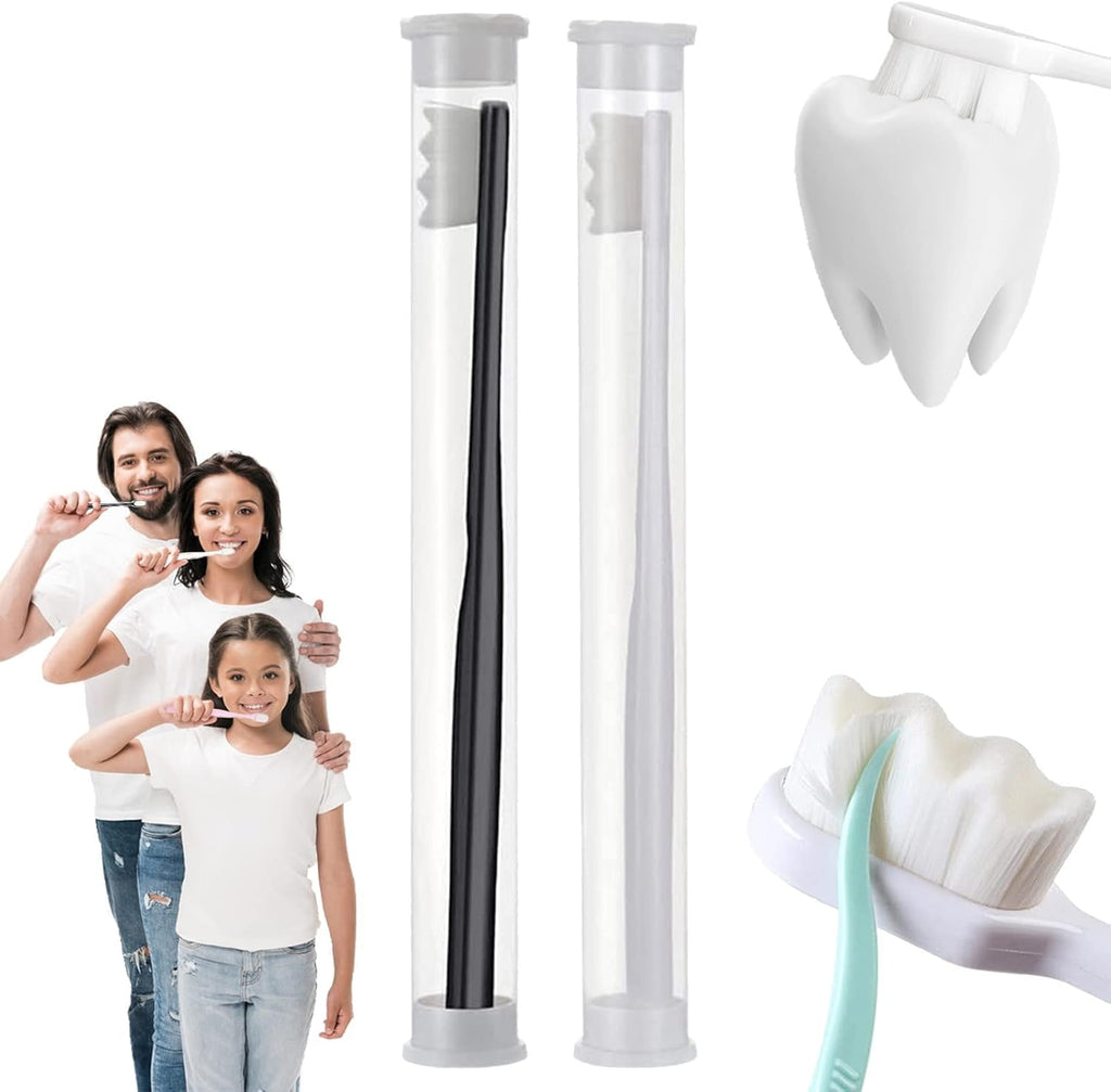 BREVI Nordic-Inspired Premium Nano Toothbrush - Extra Soft with 20000 Soft Bristles, Micro Fur Manual Toothbrush for Sensitive Gums and Teeth (Black+white)