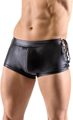 Cambkatl Men's Sexy Laceup Hollow Side Faux Leather Lingerie Shorts Boxer Short Pants Party Nightclub Disco Shorts
