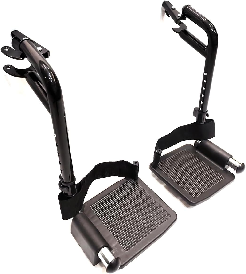 Wheelchair Swing Away footrests,Economy Footrest for Standard Wheelchairs and Transport Chair, Composite Footplates and Heel Loops,Universal Swing-Away Footrests, Same Function as PP-SF.(1 Pr, Black)