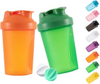 ANNAKIKI Shaker Bottle Protein Shakes and 13.5-OZ/400ml Shaker-Bottle with Whisk Balls,BPA-FREEE plastic (Orange+Green(2PCS))