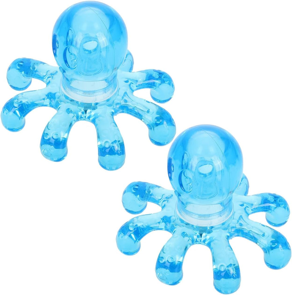 Kallory Octopus Massager 2 Pack Portable Handheld Scalp and Body Massage Tool Self Pressure Point Tool 3.93 Inch for Neck Head Relaxation, Blue