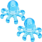 Kallory Octopus Massager 2 Pack Portable Handheld Scalp and Body Massage Tool Self Pressure Point Tool 3.93 Inch for Neck Head Relaxation, Blue