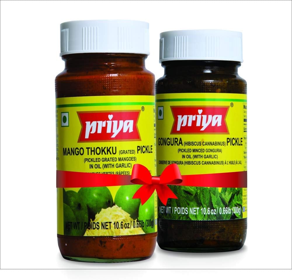 Priya Pickle Combo Pack - Mango Thokku & Gongura (2 x 300 gm)