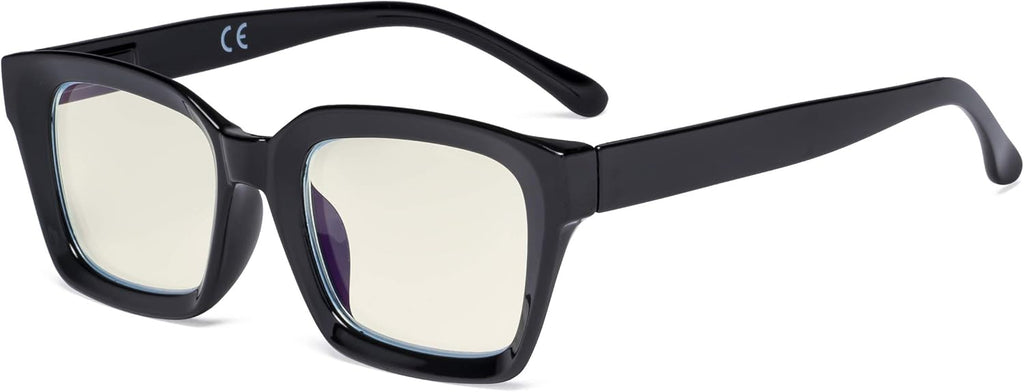 Eyekepper Ladies Computer Glasses - Blue Light Filter Readers Women - UV420 Protection Oversized Square Design Reading Eyeglasses - Black +0.50