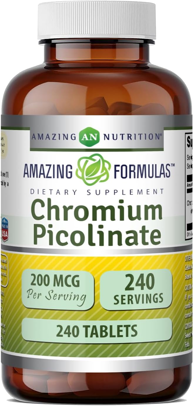 Amazing Formulas Chromium Picolinate 200 Mcg | Tablets Supplement | Non-GMO | Gluten-Free | Made in USA (1 Pack | 240 Count)