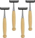 4Pcs Bamboo Single Blade Razors Double Edge Safety Razor Eco-Friendly Handmade Long Natural Bamboo Handle Stainless Steel Safety Shaving Men's Shaving Kit