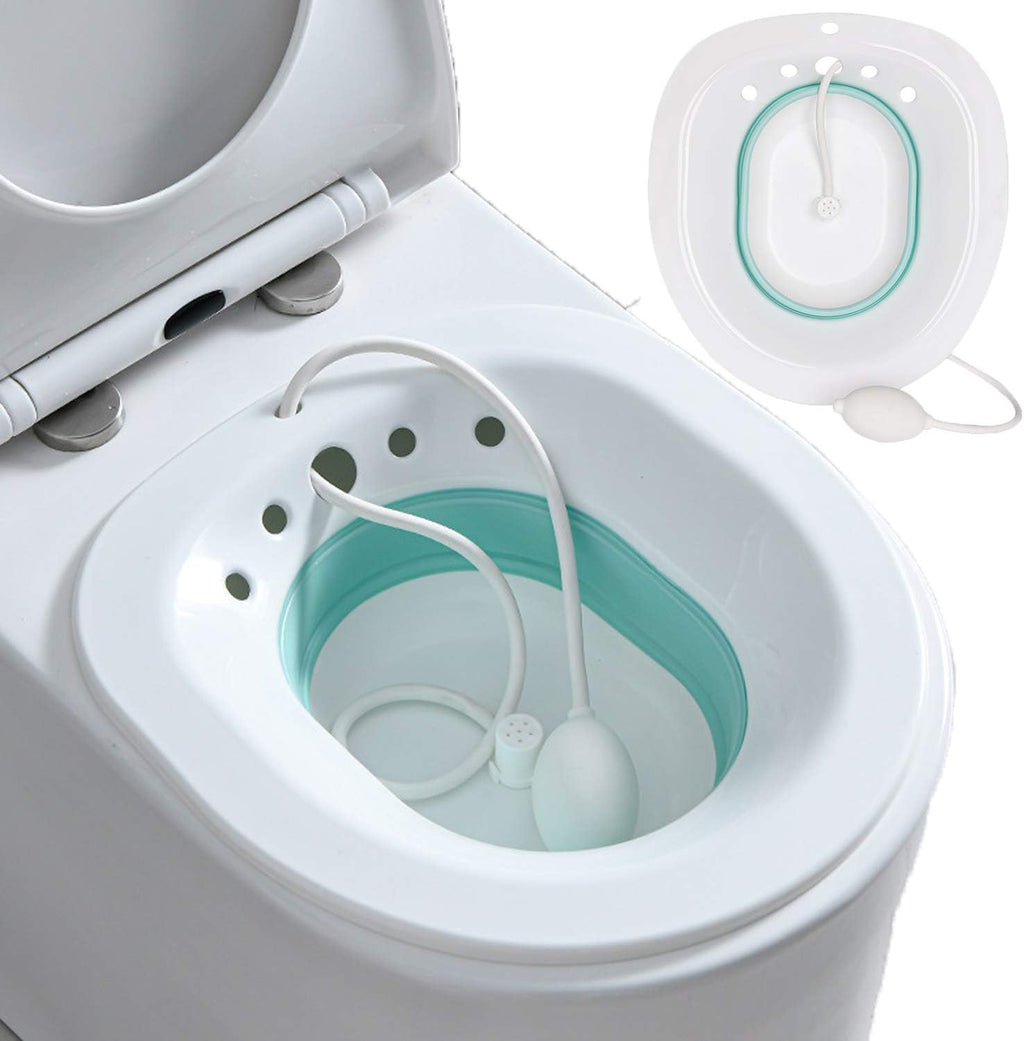 ELEBOX Sitz Bath for Toilet Seat with Flusher, Squat Free Sitz Bath Seat, Foldable Postpartum Care Basin, Hemorrhoids Treatment, Alleviate Vaginal or Anal Inflammation Naturally