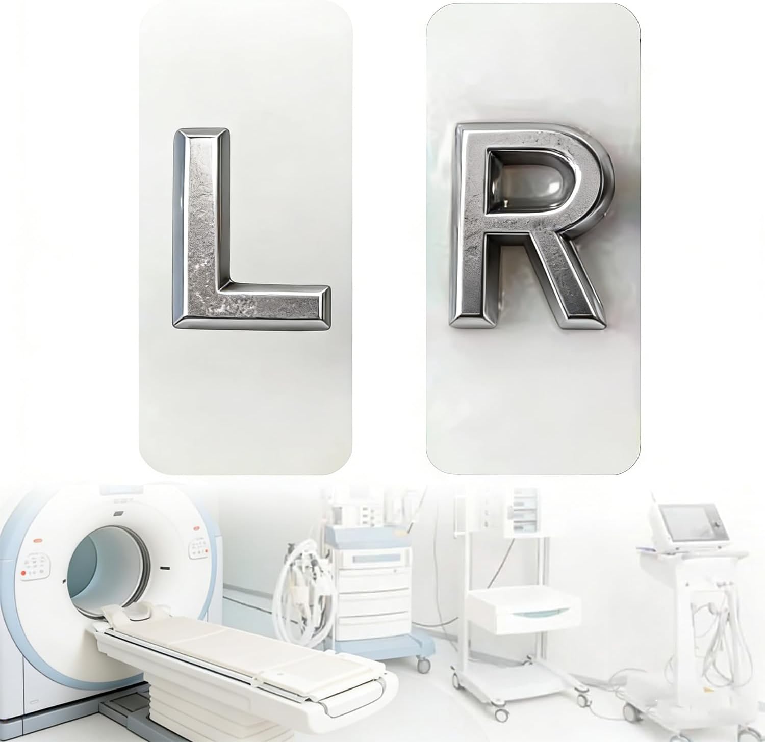 X-ray Markers with Lead Letters "L" & "R", 100Pcs Each, Small Rectangle Radiology Markers, Darkroom Supplies for Radiologists Nurses Doctors Orthopedic Students