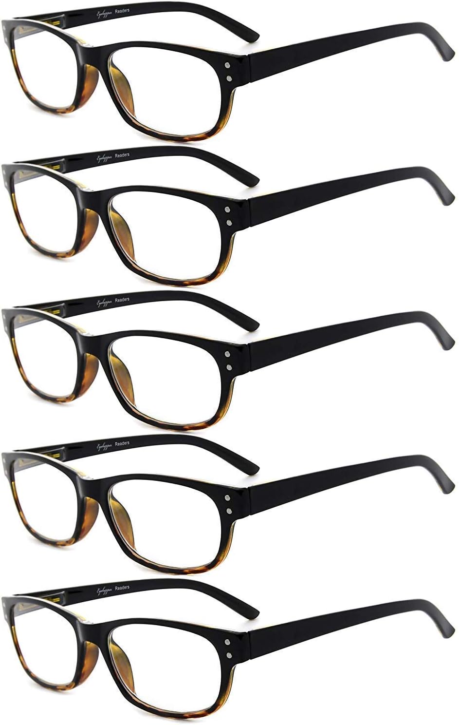Eyekepper Classic Reading Glasses for Men 5 Pack Spring Hinges Readers