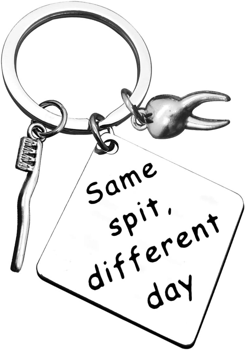 Dentist Keychain Funny Dental Hygienist Gift Same Spit Different Day Gift Future New Dentist Keyring Gift Dentist Doctor Nurse Gifts Dentist Retirement Graduation Birthday Gift for Men Women