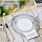 Vplus 600 Pack Paper Napkins Guest Towels Disposable Premium Quality 3-ply Dinner Napkins Disposable Soft, Absorbent, for Kitchen, Wedding, Parties, Dinners or Events(Silver)
