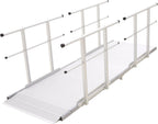 12' Wheelchair Ramp with Handrails for Home Steps, 850 lb Capacity, Non-Slip, Scooter Walker Entry Access, Silver Spring