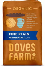Doves Farm Organic Fine Plain Wholemeal Flour | 1Kg | Perfect for Wholesome Baking and Cooking | Sustainably Sourced Ingredients | Enhance Your Recipes with this Premium Wholemeal Flour