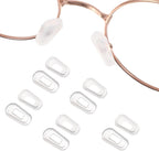 Xinjoduz 6 Pairs Eyeglass Nose Pads Cover, 4mm Wide Hole Clear Silicone Nose Pads for Eyeglass Nose-Pads Soft Cushion Slip-on Eyewear Protective Covers for Noses Bridge Pad Eye Glass Repairing Kit