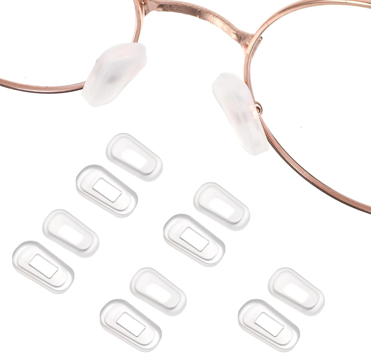 Xinjoduz 6 Pairs Eyeglass Nose Pads Cover, 4mm Wide Hole Clear Silicone Nose Pads for Eyeglass Nose-Pads Soft Cushion Slip-on Eyewear Protective Covers for Noses Bridge Pad Eye Glass Repairing Kit