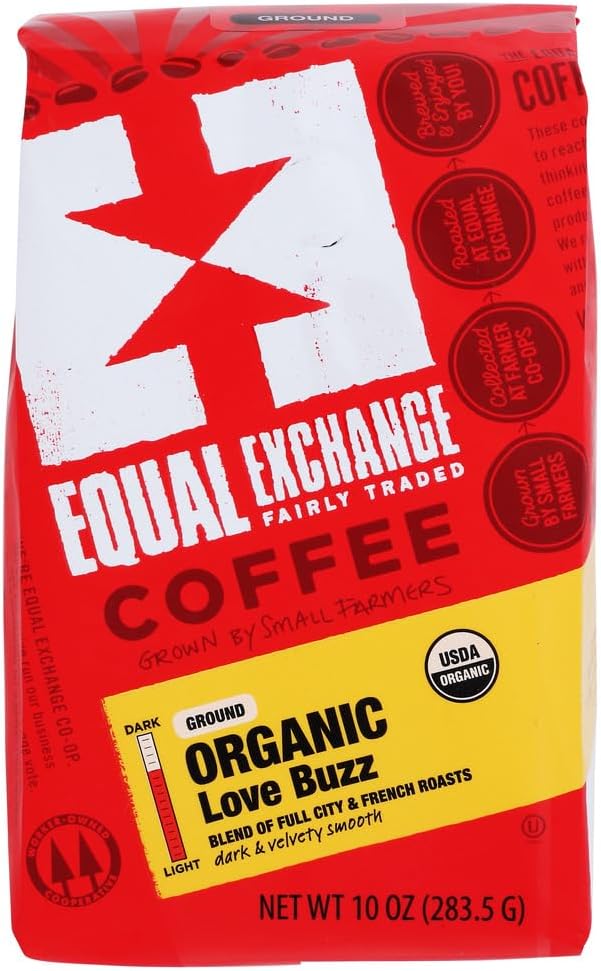 Equal Exchange Love Buzz Blend Organic Coffee Ground, 10-Ounce Packages (Pack of 2)
