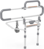 Heavy Duty Bed Rails for Elderly Adults Safety-Foldable Bed Rail for Senior with Adjustable Heights Fits All Bed Sizes，Bed Handle Bedside Assist with Pocket -504M (White and Gray)