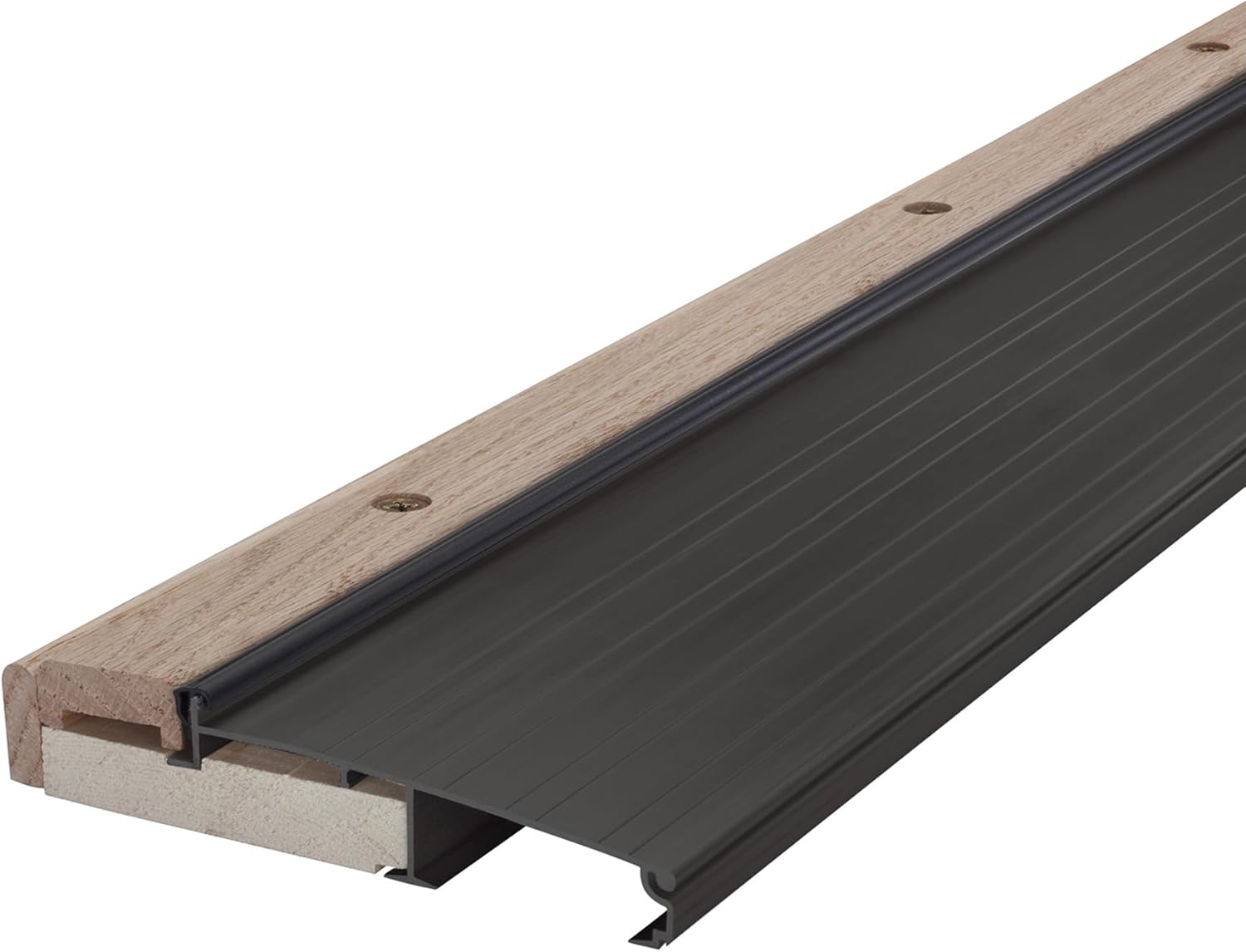 M-D Building Products 78634 5-5/8 in. x 1-1/8 in. x 36 in. Bronze Adjustable Aluminum & Hardwood Threshold Kit - Versatile Solution for French and Exterior Doors