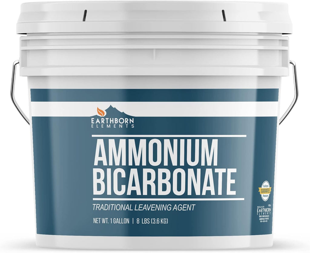 Earthborn Elements Ammonium Bicarbonate Powder (1 Gallon), Baker’s Ammonia, Flat Baked Goods, Leavening Agent, Resealable Bucket