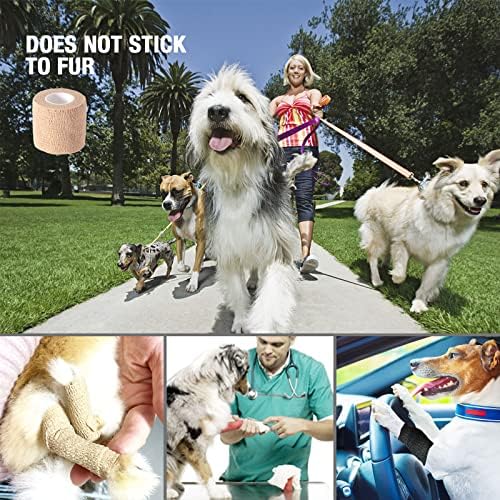 Self Adhesive Bandage Wrap, Self Adhering Bandage, Vet Wrap for Dogs, Self Adherent Cohesive Wrap Bandages for Sports, Athletic, First Aid, Wrist, Ankle, Tape, 4 Pack, 2 inch
