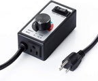 AC Motor Speed Controller for Brushed Motors - 120V 15A Fan Speed Controller with Variable Speed Dial & Fuse Protection, 6 ft Long Cord for Inline Duct Fan, Exhaust Fan, Grow Room, Router