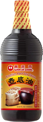 Wan Ja Shan Premium Aged Soy Sauce, Pot-Bottom Soy Sauce, All-Natural, Made From Non-GMO Soybeans, No MSG, No Preservatives, Traditional Brewed, Rich Umami Flavor 33.8oz (Pack of 1)