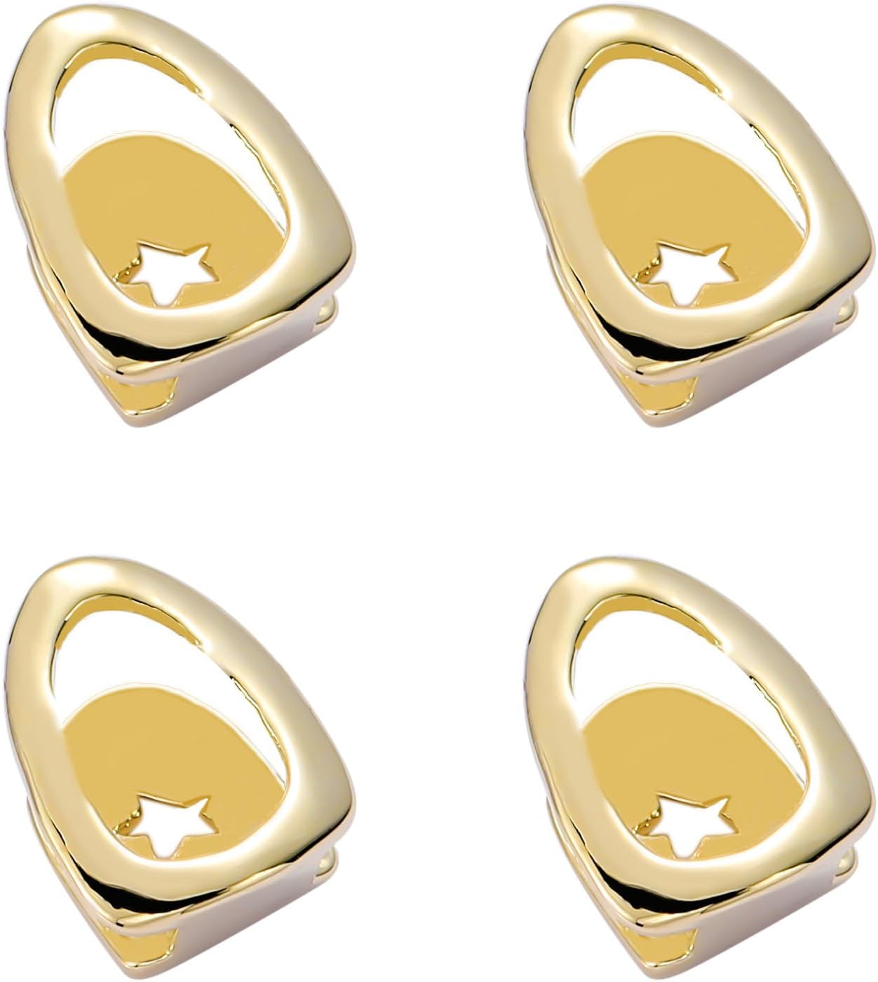 4Pcs 14K Gold Plated Teeth Grillz Open Face Single Tooth Caps Top or Bottom Teeth Grills for Your Teeth Grillz for Men Women Hip Hop Rapper Costume