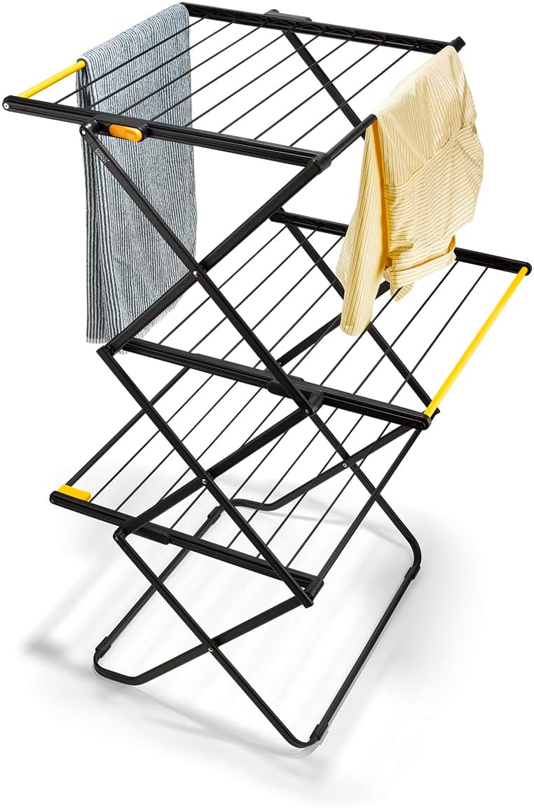 Joseph Joseph AirFrame 3-Tier Clothes Airer Drying Rack, 53 ft Capacity, Indoor/Outdoor, Stable, Foldable, Compact Storage
