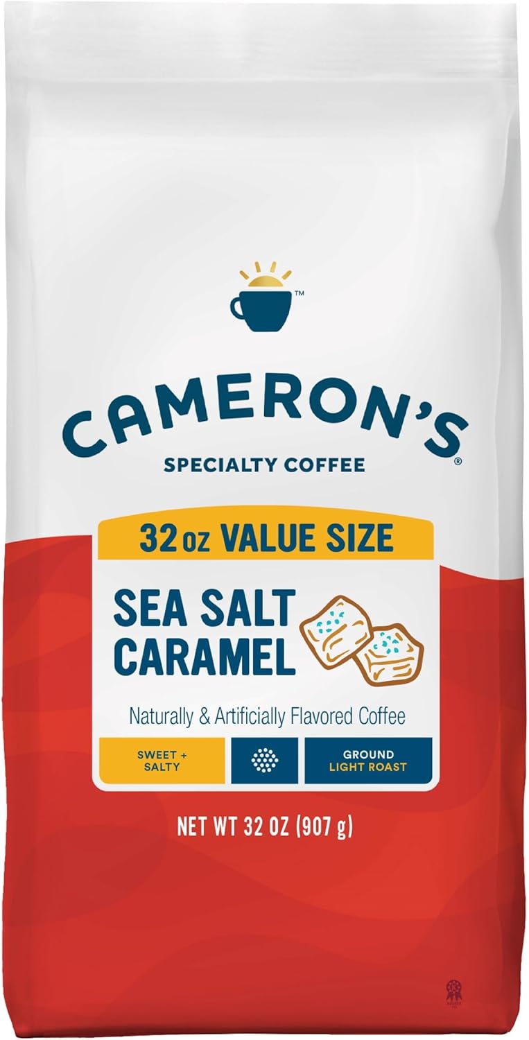 Cameron's Coffee Roasted Ground Coffee Bag, Flavored, Sea Salt Caramel, 32 Ounce