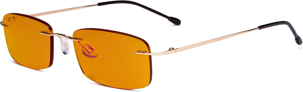 Eyekepper Titanium Rimless Orange Tinted Lenses Computer Reading Glasses Readers Men Women