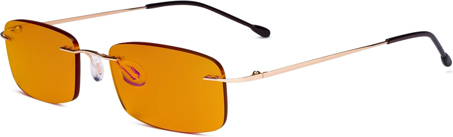 Eyekepper Titanium Rimless Orange Tinted Lenses Computer Reading Glasses Readers Men Women