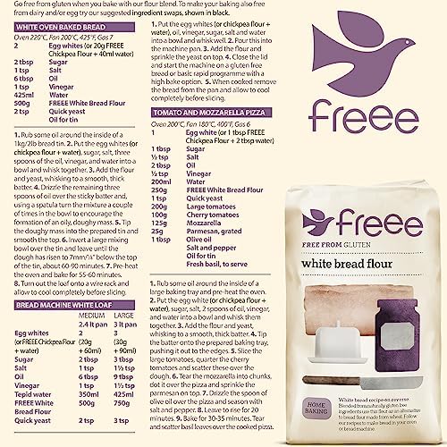 freee Gluten Free White Bread Flour 2.2 lb (1 kg) | Premium GF Flour Blend for Baking Breads, Sourdoughs, Rolls & Buns | Xanthan Gum | Vegan, Kosher, Halal Certified | Imported from UK