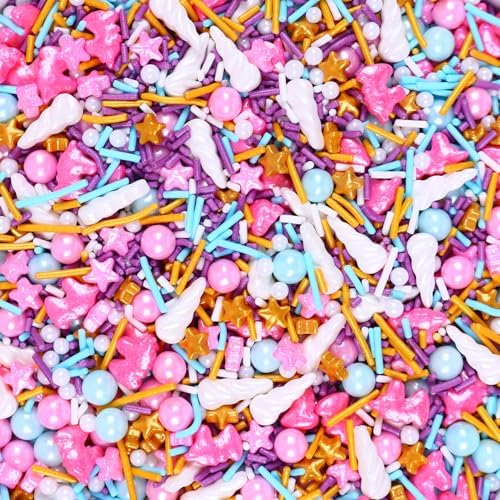 Pink and Purple Sprinkles,Cupcake Sprinkles, Cupcake and Cake Topper Edible Unicorn Cake Decorations, Dessert Decoration, 85g Unicorn Sprinkle Mix