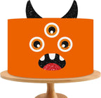 Monster Face Cake Topper, Monster Birthday Cake Decor, Black Glitter Monster Eyes Horns Cake Topper Set for Baby Shower, Kids Birthday Party Decoration