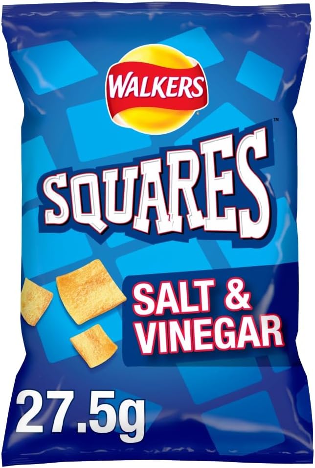 Walkers Squares Salt and Vinegar Snacks, 27.5 g (32 Count)