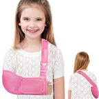 Kids Arm Sling,Mesh Medical Sling with Adjustable Shoulder Pad,Breathable Children Arm Support Shoulder Immobilizer Brace for Elbow,Wrist Injury,Torn Rotator Cuff,Post-Surgery(Pink,XX-Small)